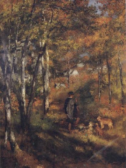 Pierre Renoir The Painter Jules Le Coeur walking his Dogs in the Forest of Fontainebleau